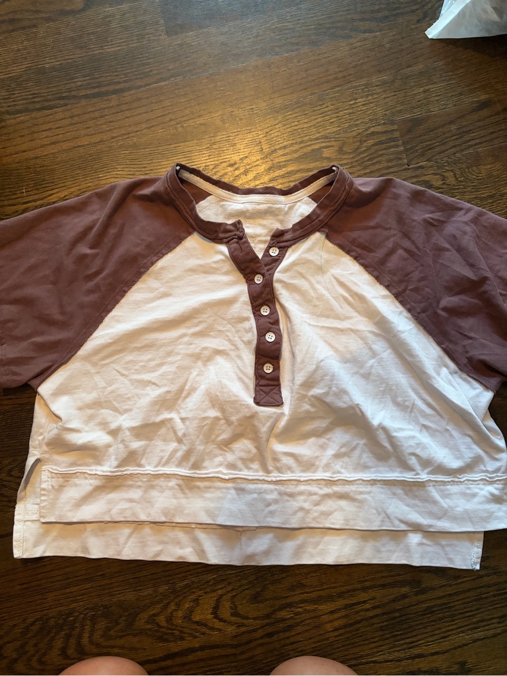 FREE PEOPLE Crop Top in Dusty Mauve and White